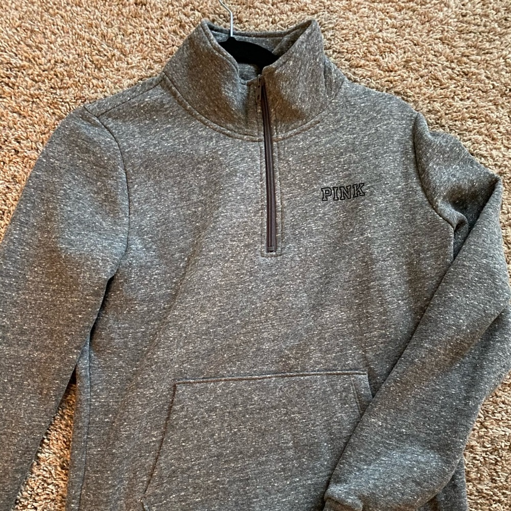 Never worn grey Victoria’s Secret pink pullover